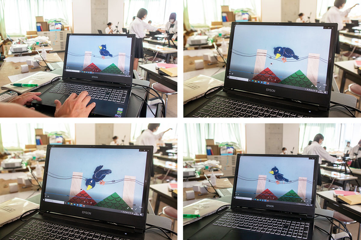 アニメーション本編では、切り紙でストーリーに。実作業は切り紙を制作した後、オープニング用のクレイアニメを制作しているため、計画性がとても重要
