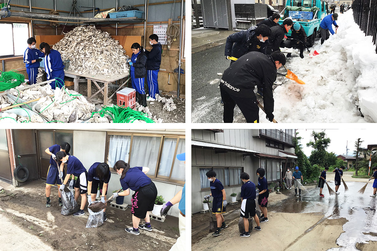 震災復興支援ボランティアのほか、雪かき、洪水の土砂の撤去作業などテキパキとこなす様子が評判となり、県内からも依頼が多く舞い込んできます(画像提供:東海大山形)