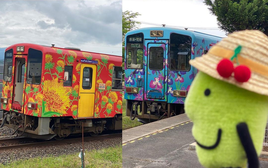 南陽市、川西町、長井市、白鷹町を結ぶローカル鉄道。沿線には古典桜・あやめ・ダリア・ゆり・バラ・紅花などの花の名所が点在しています(画像提供:山形県観光立県推進課)